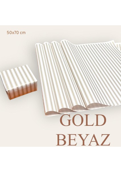 Tuğset Etiket Ambalaj Kağıdı Paketleme Kağıdı Çeyiz Paketleme Kağıdı Ambalaj Kağıt 50X70 cm 10 Adet Gold-Beyaz Hediye Paketi