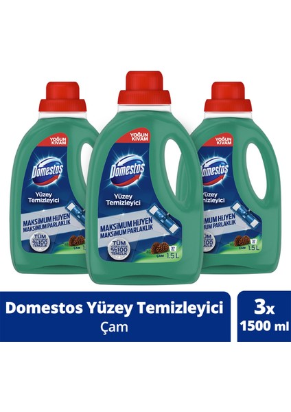 Yüzey Temizleyici Çam Maksimum Hijyen Tüm Yüzeyler için Yüzey Temizleyici 1500 ml x3