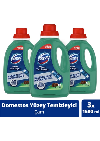 Yüzey Temizleyici Çam Maksimum Hijyen Tüm Yüzeyler için Yüzey Temizleyici 1500 ml x3