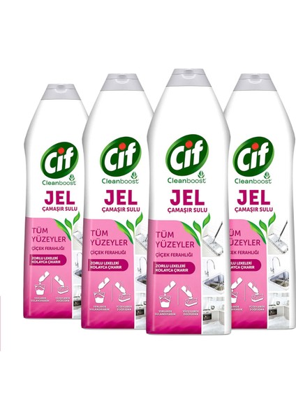 Jel Tüm Yüzeyler İçin Çamaşır Suyu Katkılı Çiçek Ferahlığı 750 ml x4