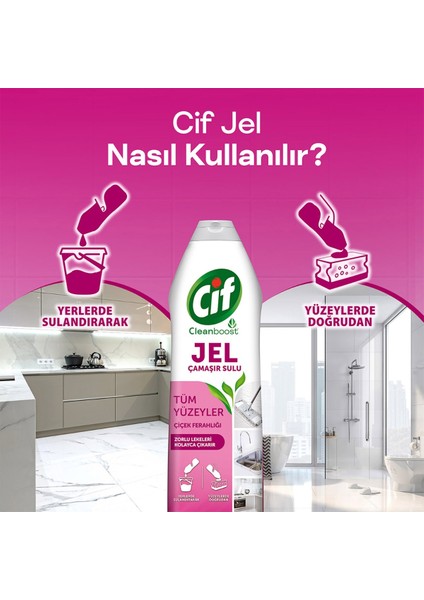 Jel Tüm Yüzeyler İçin Çamaşır Suyu Katkılı Çiçek Ferahlığı 750 ml x4