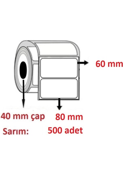 60X80 Kuşe Etiket 500LÜ 3 rulO1500 ad YATAYDIR