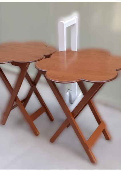 Çanta Zigon Sehpa Papatya Model Ikili Takım Ahşap Mdf Ceviz Renk Uyumu El Yapımı