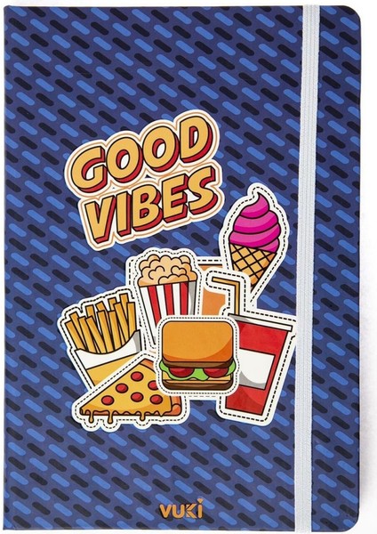 A5 Desenli Sert Kapak Lastikli Defter Fast Food