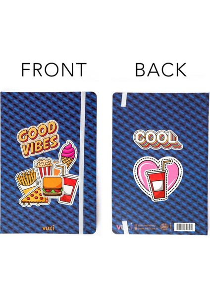 A5 Desenli Sert Kapak Lastikli Defter Fast Food
