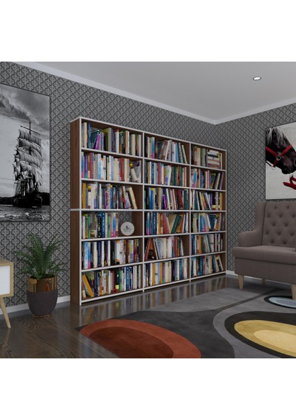 Kenzlife kitaplık süper ga 180*240*19 cvz 6 katlı 3 bölme çift bölme opsiyonlu ofis mutfak banyo dolabı arkalıksız