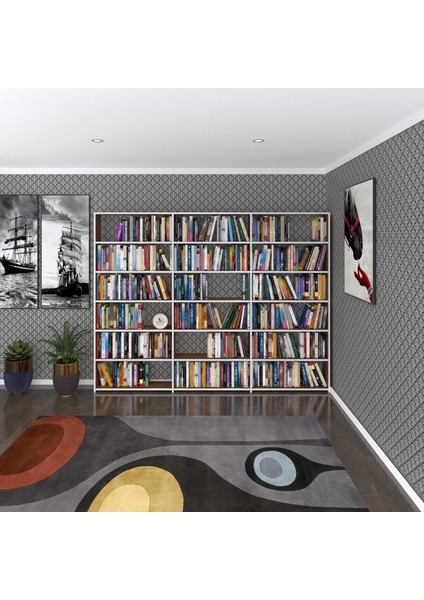 Kenzlife kitaplık süper ga 180*240*19 cvz 6 katlı 3 bölme çift bölme opsiyonlu ofis mutfak banyo dolabı arkalıksız fiyatları