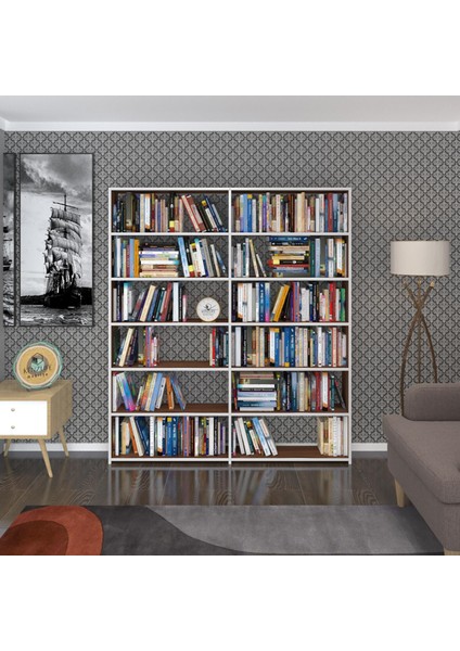 Kenzlife kitaplık süper ga 180*160*19 cvz 6 katlı 2 bölme çift bölme opsiyonlu ofis mutfak banyo dolabı arkalıksız fiyatları