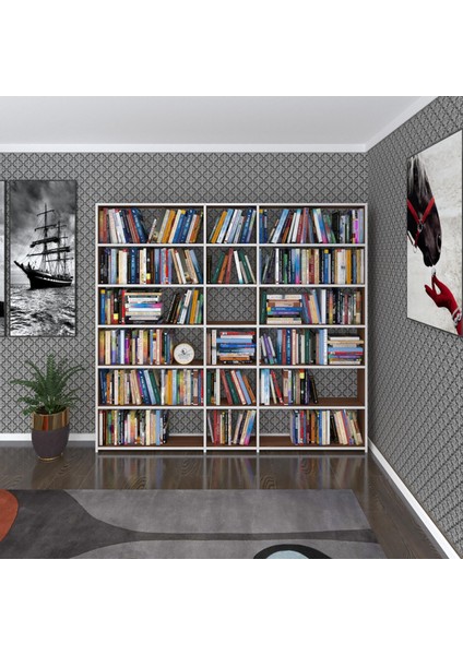 Kenzlife kitaplık süper ga 180*200*19 cvz 6 katlı 3 bölme çift bölme opsiyonlu ofis mutfak banyo dolabı arkalıksız fiyatları