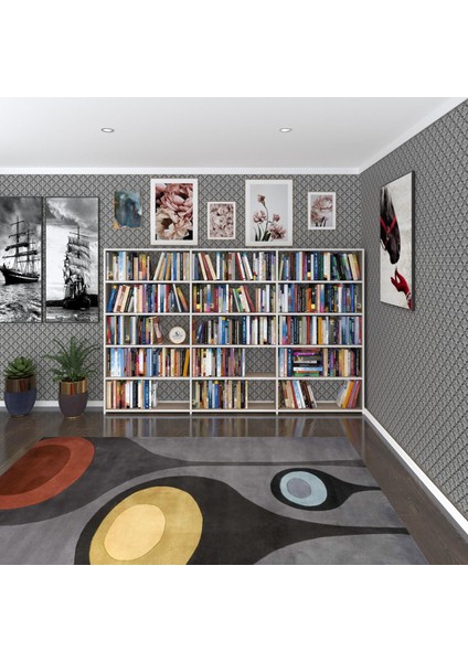 Kenzlife kitaplık süper ga 150*240*19 crd 5 katlı 3 bölme çift bölme opsiyonlu ofis mutfak banyo dolabı arkalıksız fiyatları
