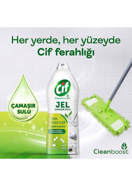 Jel Yüzey Temizleyici Tüm Yüzeyler Çamaşır Suyu Katkılı Bahar Ferahlığı 1500 ml x3