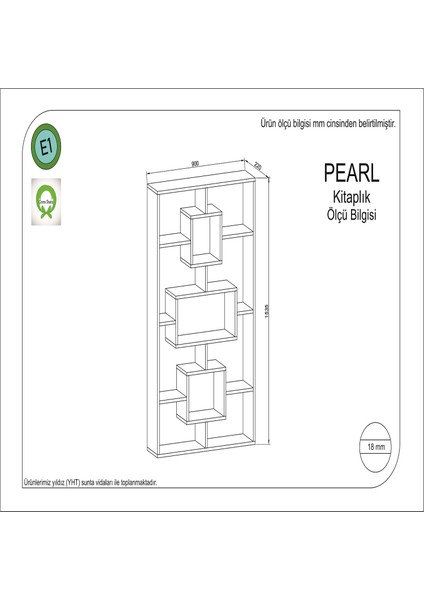 Pearl Kitaplık Antrasit - Sarı