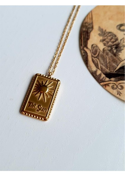 The Sun Çelik Gold Madalyon Kolye