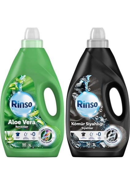 Sıvı Çamaşır Deterjanı Aloe Vera Renkiler 3 Lt X1 + Rinso Kömür Siyahlığı, Siyahlar 3 Lt X1