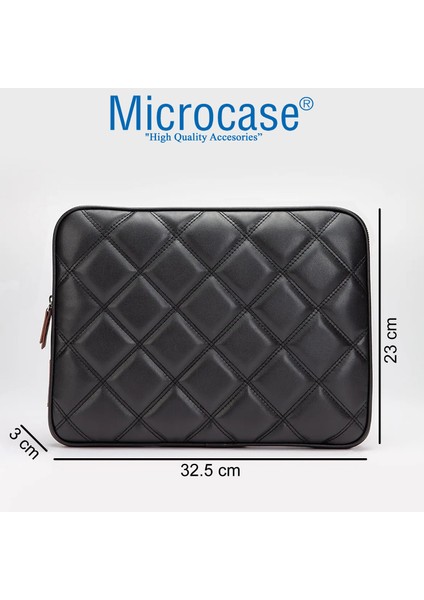 Macbook Pro 13.3 A1706 A1708 Için Baklava Desen Kapitone Deri Kumaş Taşıma Çantası Kılıf - AL3765