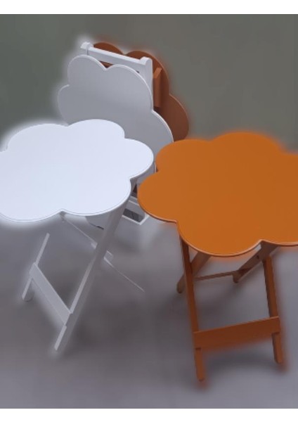 Çanta Zigon Papatya Sehpa Dörtlü Model Ahşap Mdf Beyaz ve Hardal Renk Uyumu El Yapımı fiyatları