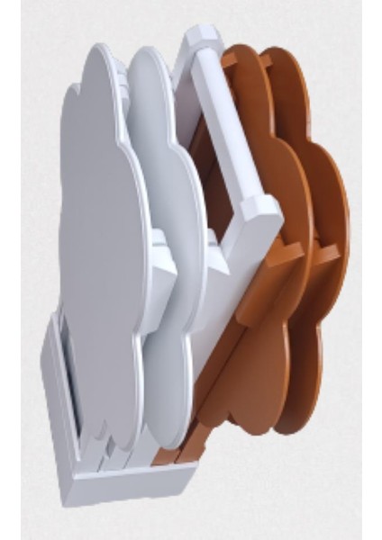 Çanta Zigon Papatya Sehpa Dörtlü Model Ahşap Mdf Beyaz ve Hardal Renk Uyumu El Yapımı indirimleri