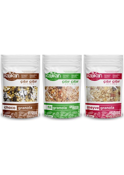 3'lü Paket Granola ( Choco, Fit,meyve Granola )