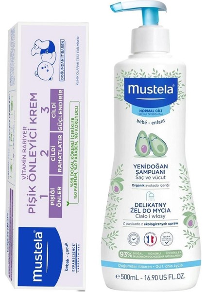 Yenidoğan Saç ve Vücut Şampuanı 500 ml + Mustela Pişik Kremi 100 ml