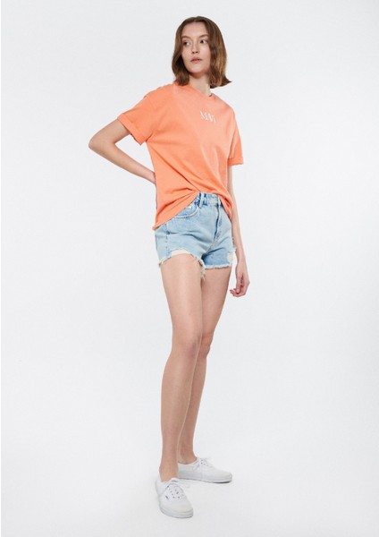 Kadın TYRA Ağartılmış Street Jean Şort 1410011-84419