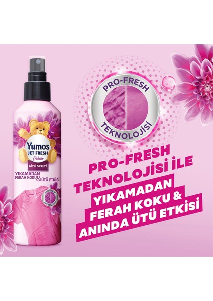 Jet Fresh Giysi Spreyi Yıkamadan Ferah Koku ve Ütü Etkisi  Orkide 200 ml x2