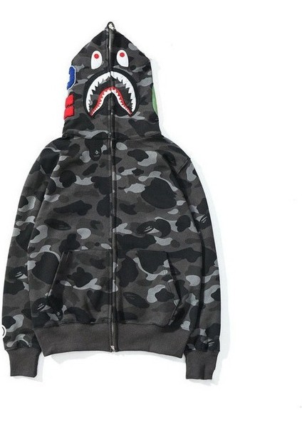 A3##bape Hoodies Bape Shark Hoodie Siyah Pembe (Yurt Dışından)