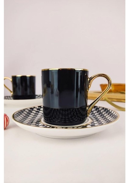 Kosova Porselen 6’lı Kahve Fincan Takımı Siyah Beyaz - KGP-093 modelleri