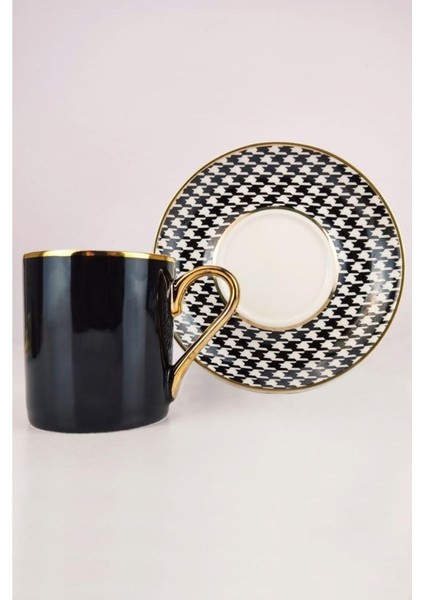Kosova Porselen 6’lı Kahve Fincan Takımı Siyah Beyaz - KGP-093 fırsatları