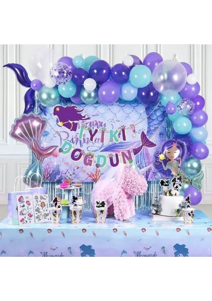 Çıtıpıtıstore Lüks Deniz Kızı Balon Folyo Balon Set