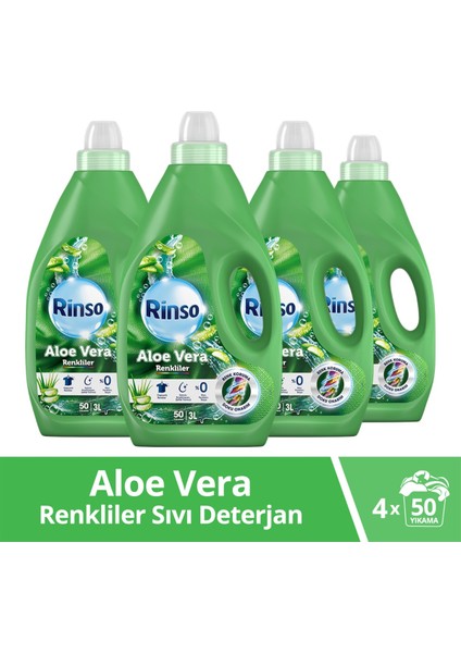 Sıvı Çamaşır Deterjanı Aloe Vera Renkiler İçin Renk Bakım Sağlayıcı ve Renk Koruyucu 3 LT x4