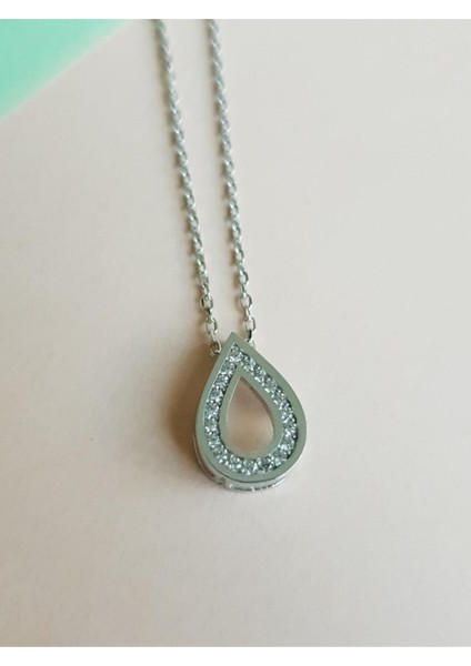 Zirconia Swarovski Damla Gümüş Kolye