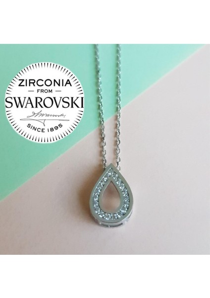 Zirconia Swarovski Damla Gümüş Kolye