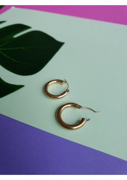 Rose Gold Kaplama Çelik Halka Küpe