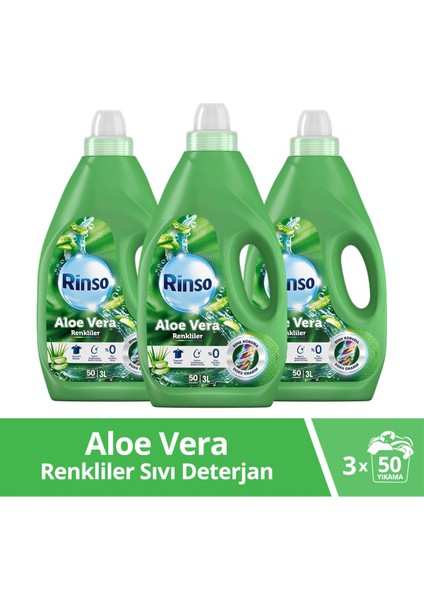 Sıvı Çamaşır Deterjanı Aloe Vera Renkiler İçin Renk Bakım Sağlayıcı ve Renk Koruyucu 3 LT x3