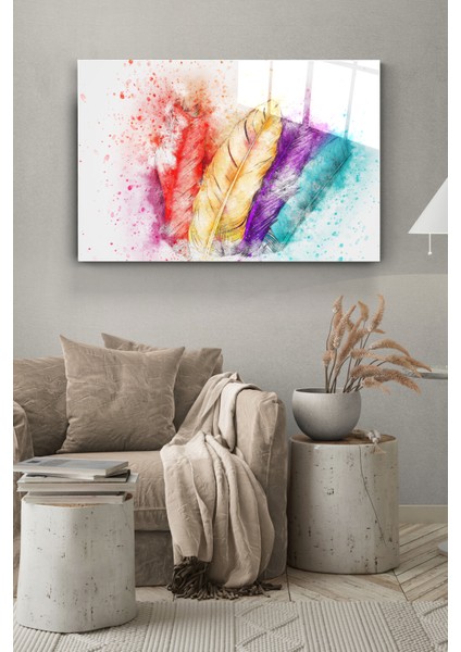 Renkli Kuş Tüyü Cam Tablo, Dekoratif Cam Tablo modelleri