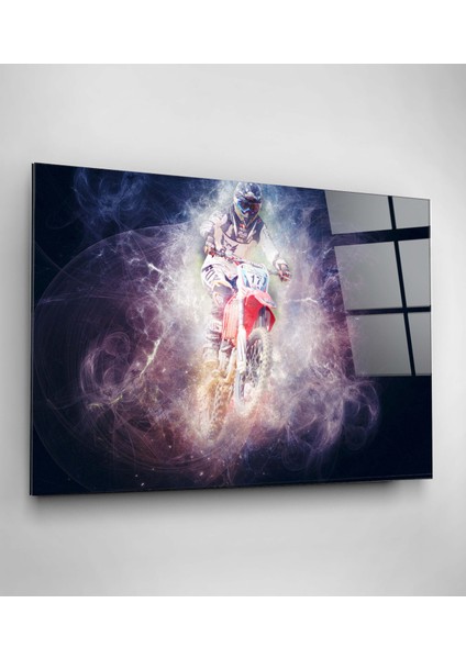 Motorsikletli Adam Cam Tablo, Dekoratif Cam Tablo fiyatları