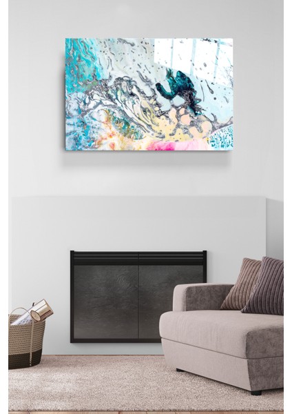 Mavi ve Gümüş Cam Tablo, Dekoratif Cam Tablo modelleri