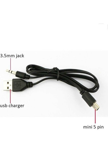 Bluetooth Speaker Mp3 İçin 5pin Mini USB ile 3.5 mm Aux Jak Erkek 45 cm Uzunluk
