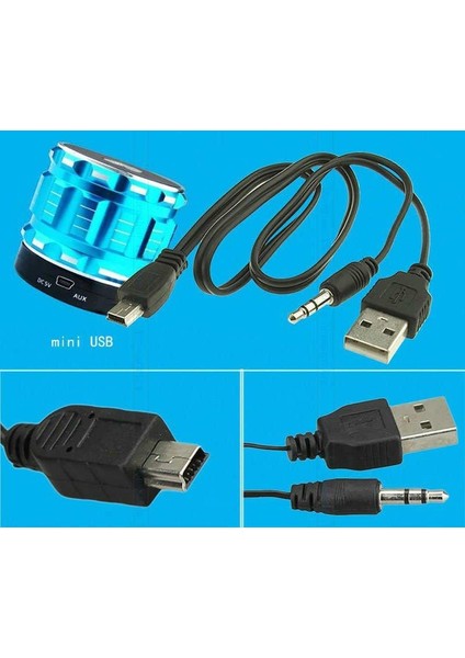 Bluetooth Speaker Mp3 İçin 5pin Mini USB ile 3.5 mm Aux Jak Erkek 45 cm Uzunluk