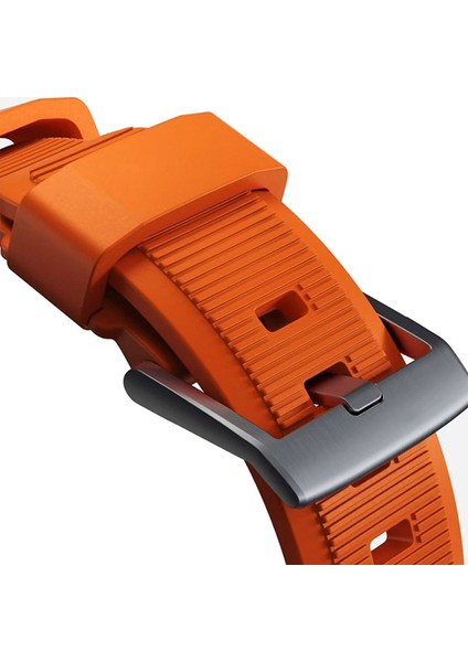 Apple Watch ile Uyumlu 44MM Kordon Kauçuk Spor Esnek Kayış Metal Tokalı Glamour Kordon Orange