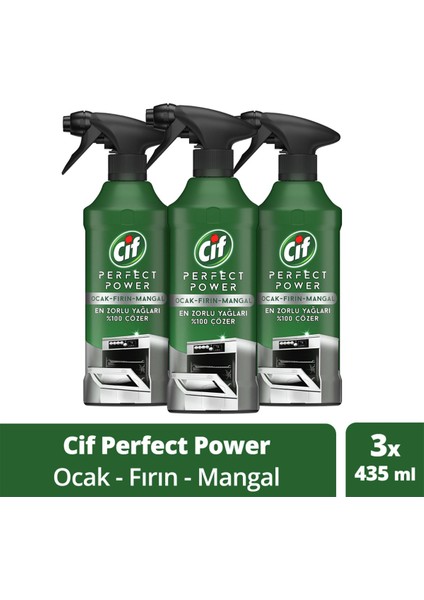 Perfect Power Fırın Ocak Mangal için Sprey Temizleyici 435 ml x3