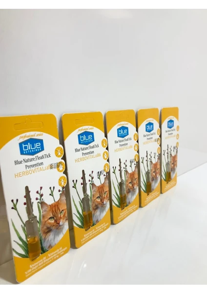 Blue Veteriner 5 Adet  Herbiovital Bitkisel Kedi  Damlası