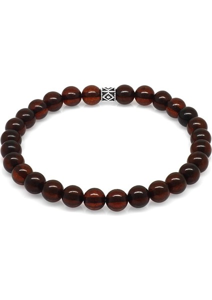 Küre Kesim Kırmızı Doğal Damla Kehribar Bileklik