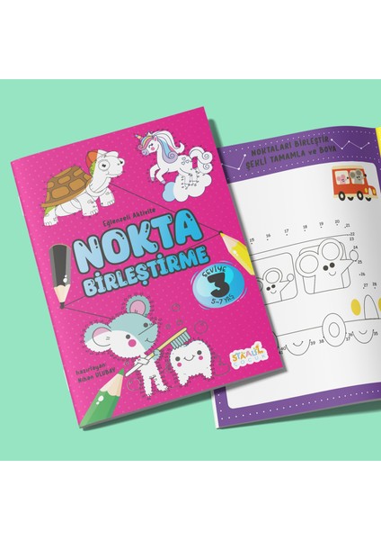 Eğlenceli Aktivite Nokta Birleştirme - Çocuklar Için Boyama ve Aktivite Kitabı - Seviye 3
