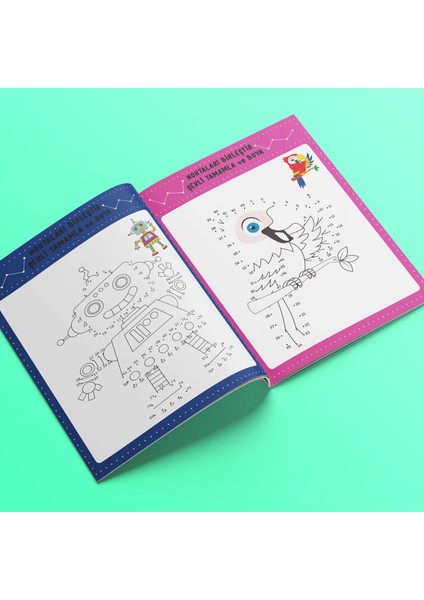 Eğlenceli Aktivite Nokta Birleştirme - Çocuklar Için Boyama ve Aktivite Kitabı - Seviye 3