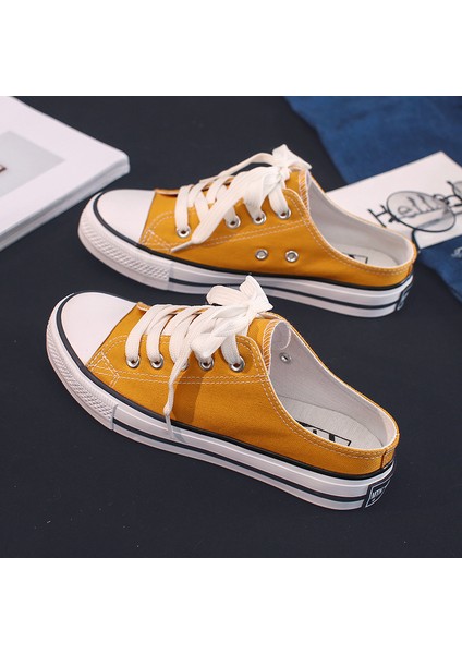 Gündelik Dekolte Pompalar Kanvas Ayakkabılar Yarım Tup Kadın Kumaş Ayakkabı Loafer'lar (Yurt Dışından)