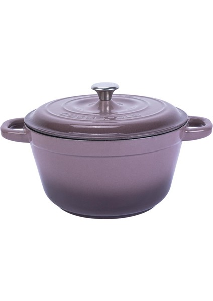 Döküm Yuvarlak Tencere Döküm Demir Kapak New Heritage Serisi Çap(Ø)26cm. - Mor