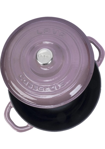 Döküm Yuvarlak Tencere Döküm Demir Kapak New Heritage Serisi Çap(Ø)26cm. - Mor