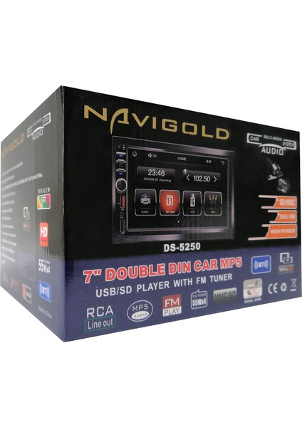 Garaj Dünyası Navigold Double Teyp DS-5250 7 Inch Bt/usb/fm/aux Geri Görüş Kamerası