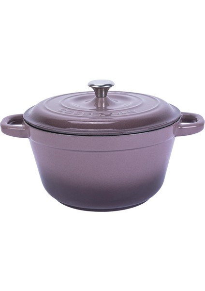 Döküm Yuvarlak Tencere Döküm Demir Kapak New Heritage Serisi Çap(Ø)24cm. - Mor